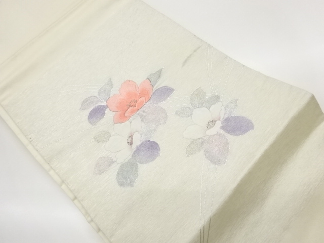 銀彩花葉模様織出し名古屋帯